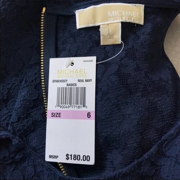 Michael Kors NWT Lace Shift Dress Navy Blue Floral Design Size 6 - Picture 8 of 8